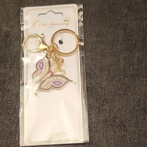 Gold and Purple Butterfly Keychain